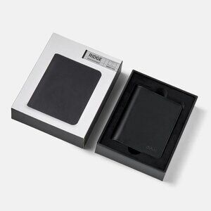 New Ridge Wallet Men’s Bifold Leather RFID Block Cash Cards Midnight Black Case